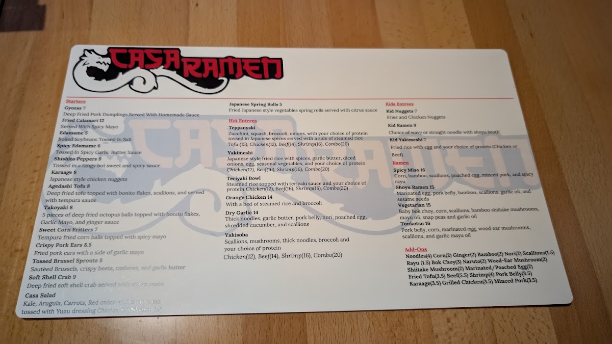 Menu Casa Ramen Dallas-2